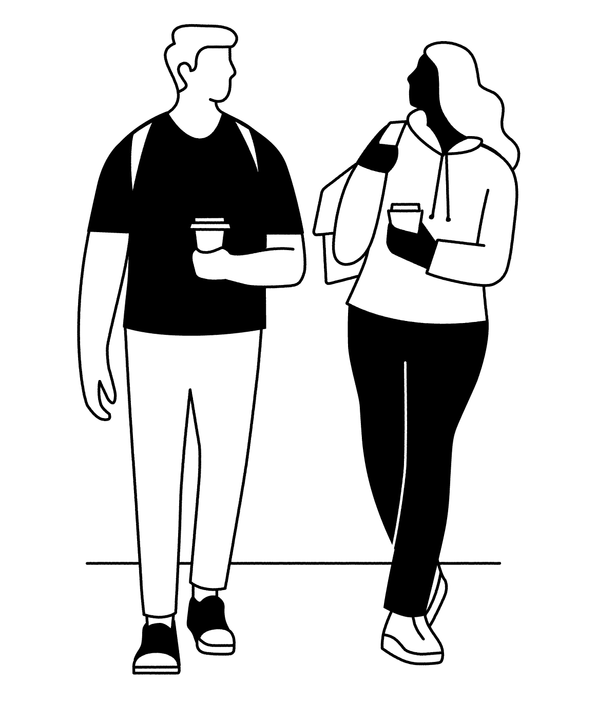 line illustration of a woman picking out apples